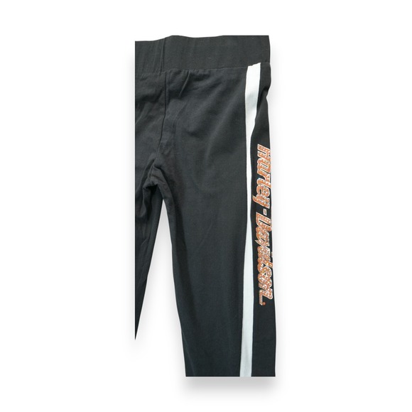 Harley Davidson Motorcycle Sweatpants Womens S/M Black Striped PullOn Rhinestone - Picture 3 of 5